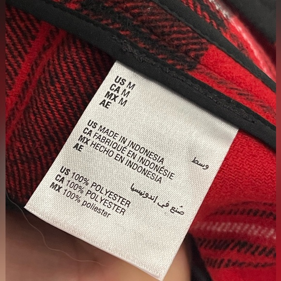 Charter Club Plaid Shirt Red and Black Jacket Shacket Size Medium - Picture 7 of 14